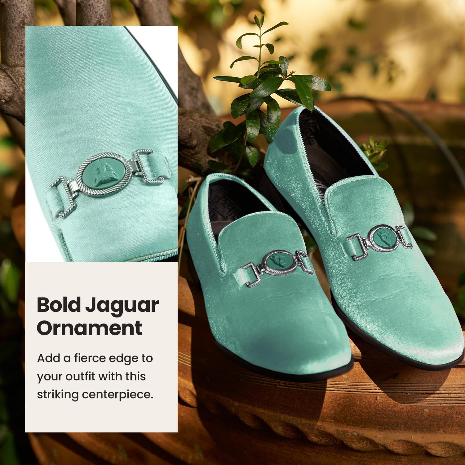 Мужские лоферы Amali Velvet Slip-On с львиным декором, тапочки для смокинга, лоферы с металлической цепочкой, зеленый/мятный — фото 3