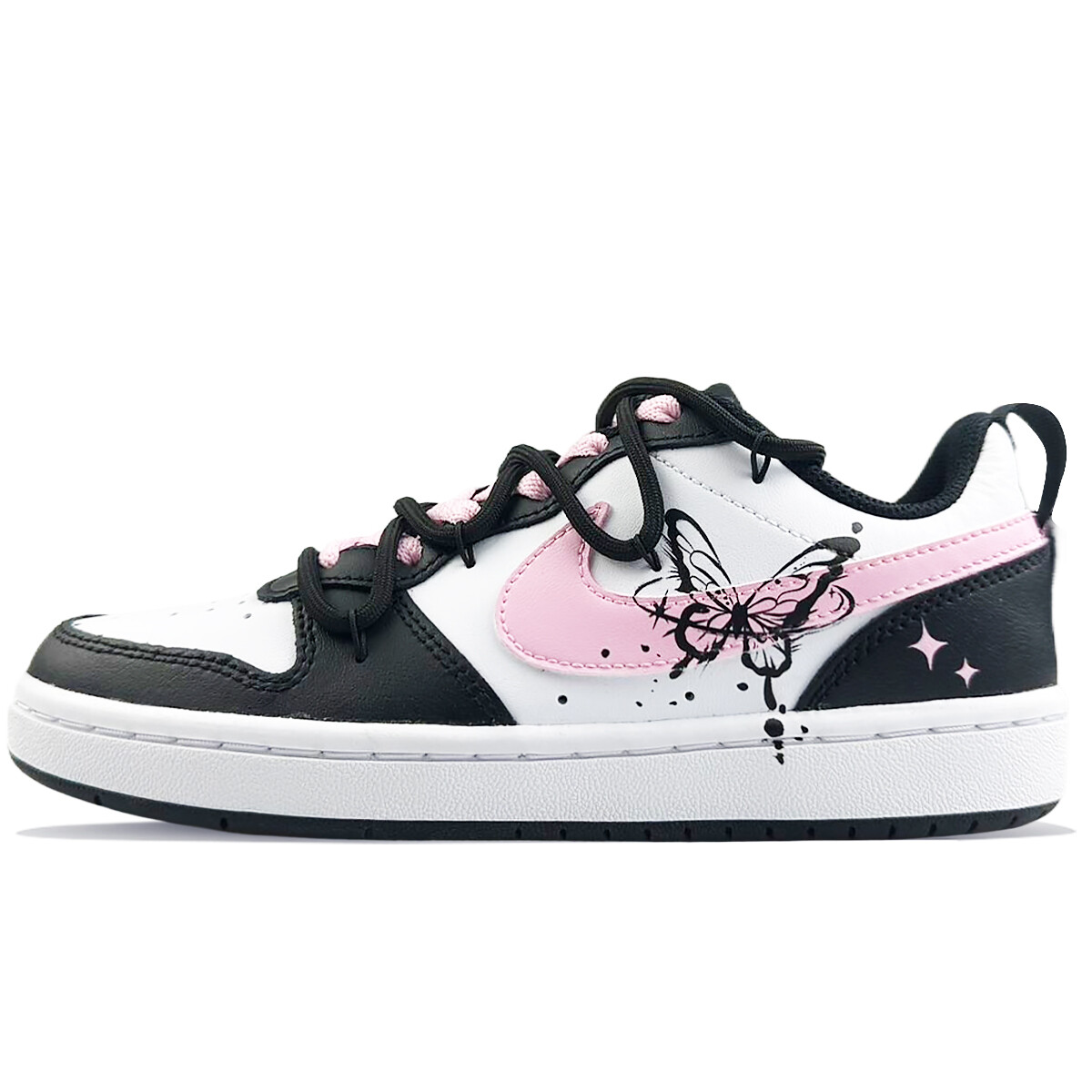 

Кроссовки Nike Court Borough Skateboard Shoes Women's Low-Top Black Pink, черный/розовый