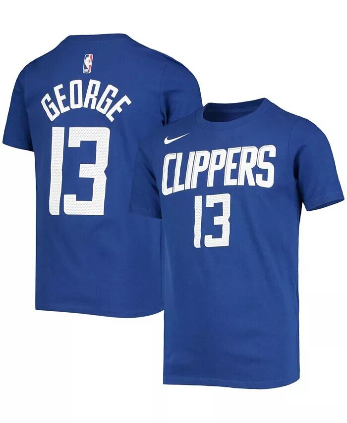 

Футболка с логотипом Big Boys and Girls Paul George Royal LA Clippers, именем и номером Nike, синий