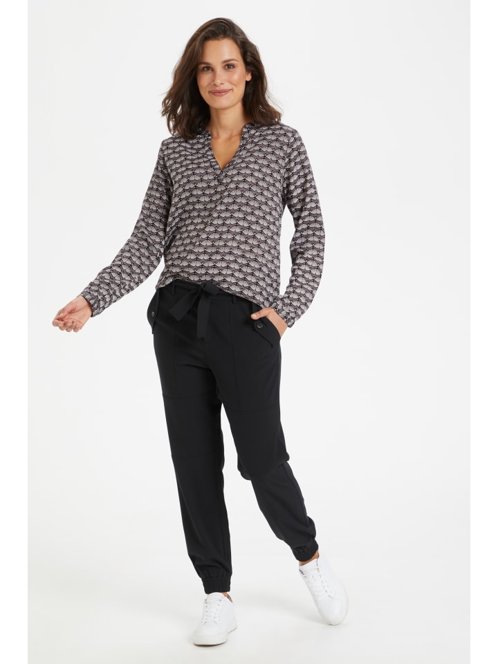 

Kaffe Блузка с длинными рукавами KAeva, стандартный крой, цвет черный/дымчатый с принтом «веер»