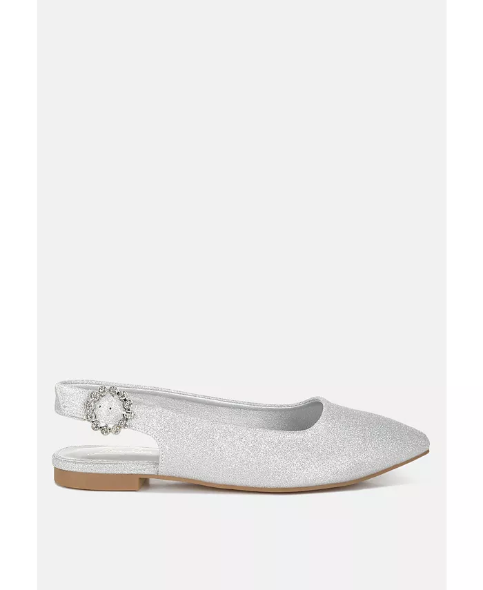 Giora Glitter Slingback Туфли на плоской подошве женские босоножки London Rag, серебро