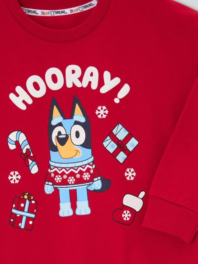 Детский рождественский свитшот из хлопковой смеси Brand Threads Bluey, Red — фото 3