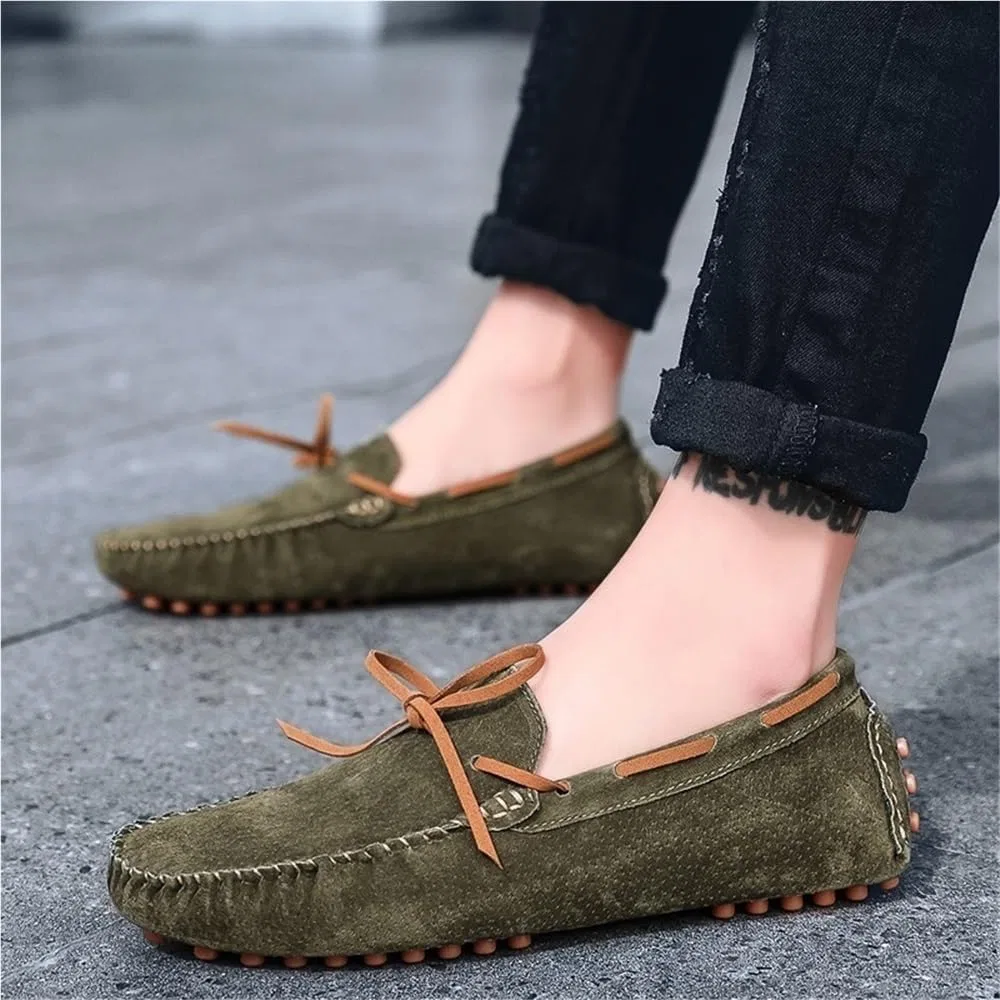 Мокасины замшевые мужские, Loafers, зеленые DHFIRUFSHLO — фото 2