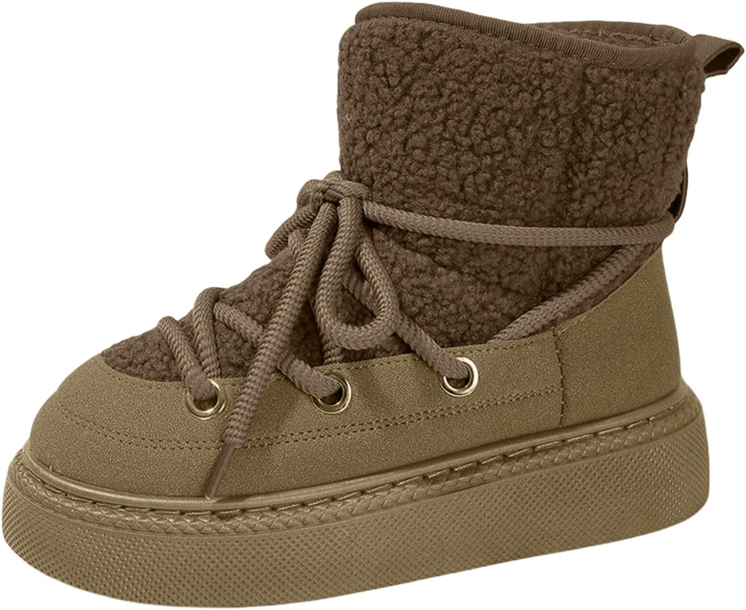 

Зимние ботинки для женщин и мужчин на платформе, нескользящие, унисекс, теплые, пушистые, на шнуровке, с круглым носком, толстые, утепленные, удобные, легкие, модные, ботильоны для прогулок на свежем воздухе Generic, зеленый