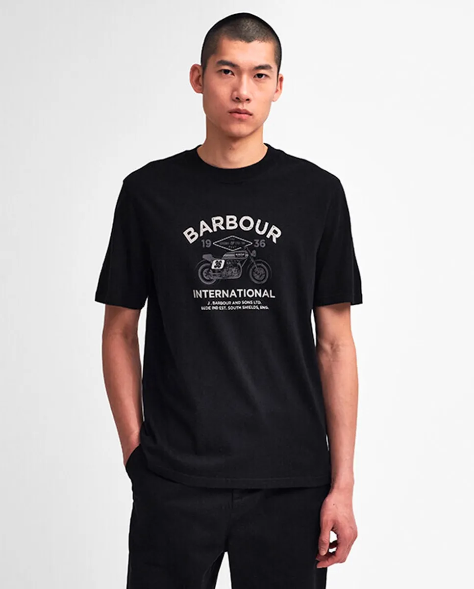 

Мужская футболка с коротким рукавом и принтом спереди Barbour, черный