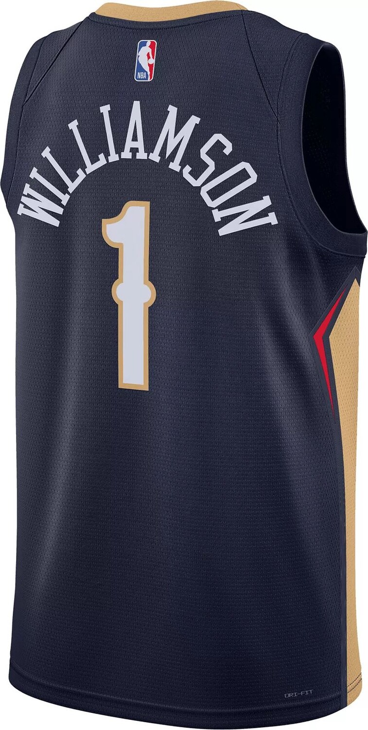 Мужская темно-синяя майка Nike New Orleans Pelicans Zion Williamson #1 Dri-FIT Swingman — фото 3