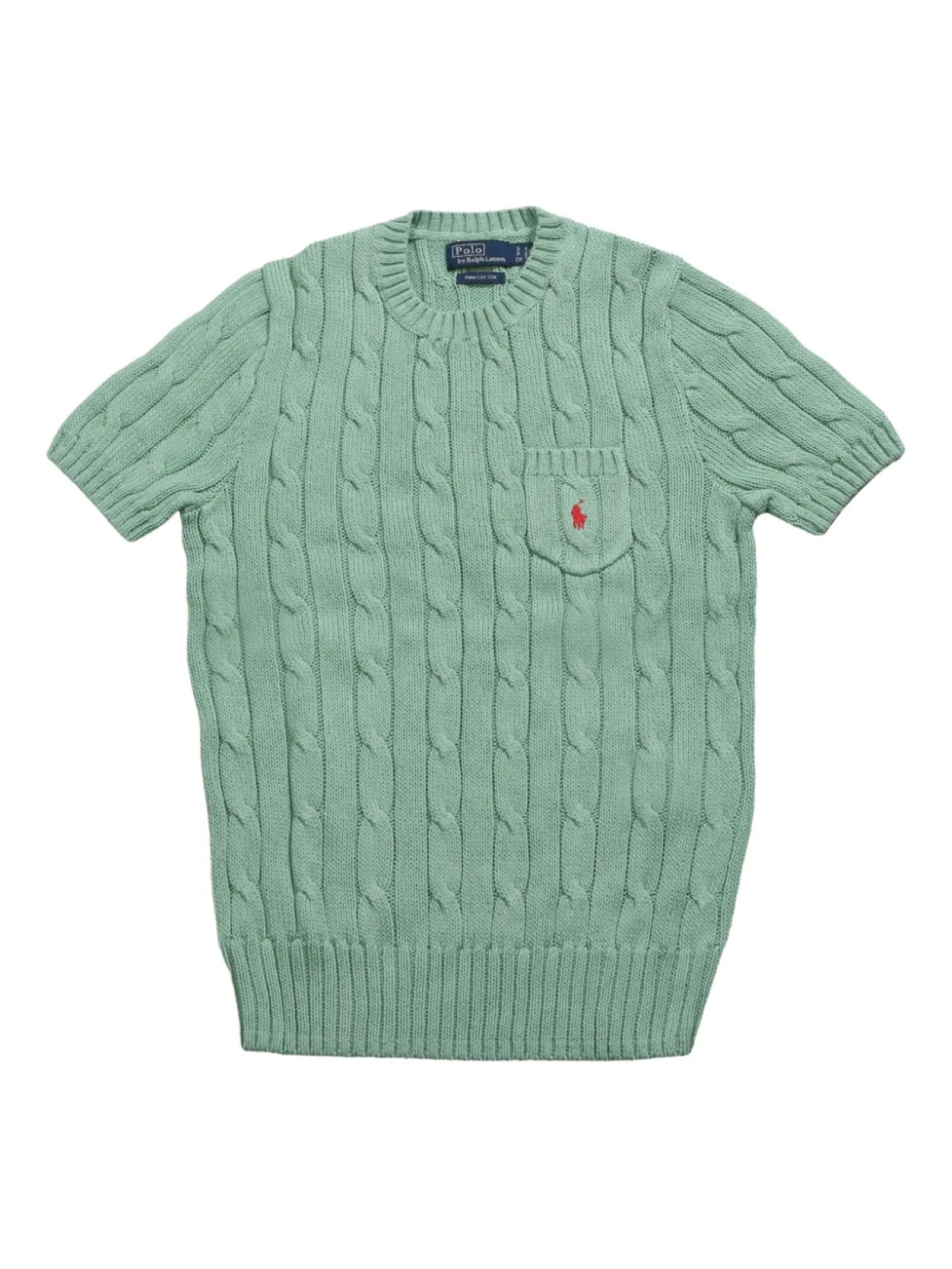 

Топ с короткими рукавами, выполненный в технике косичной вязки Polo Ralph Lauren, зеленый