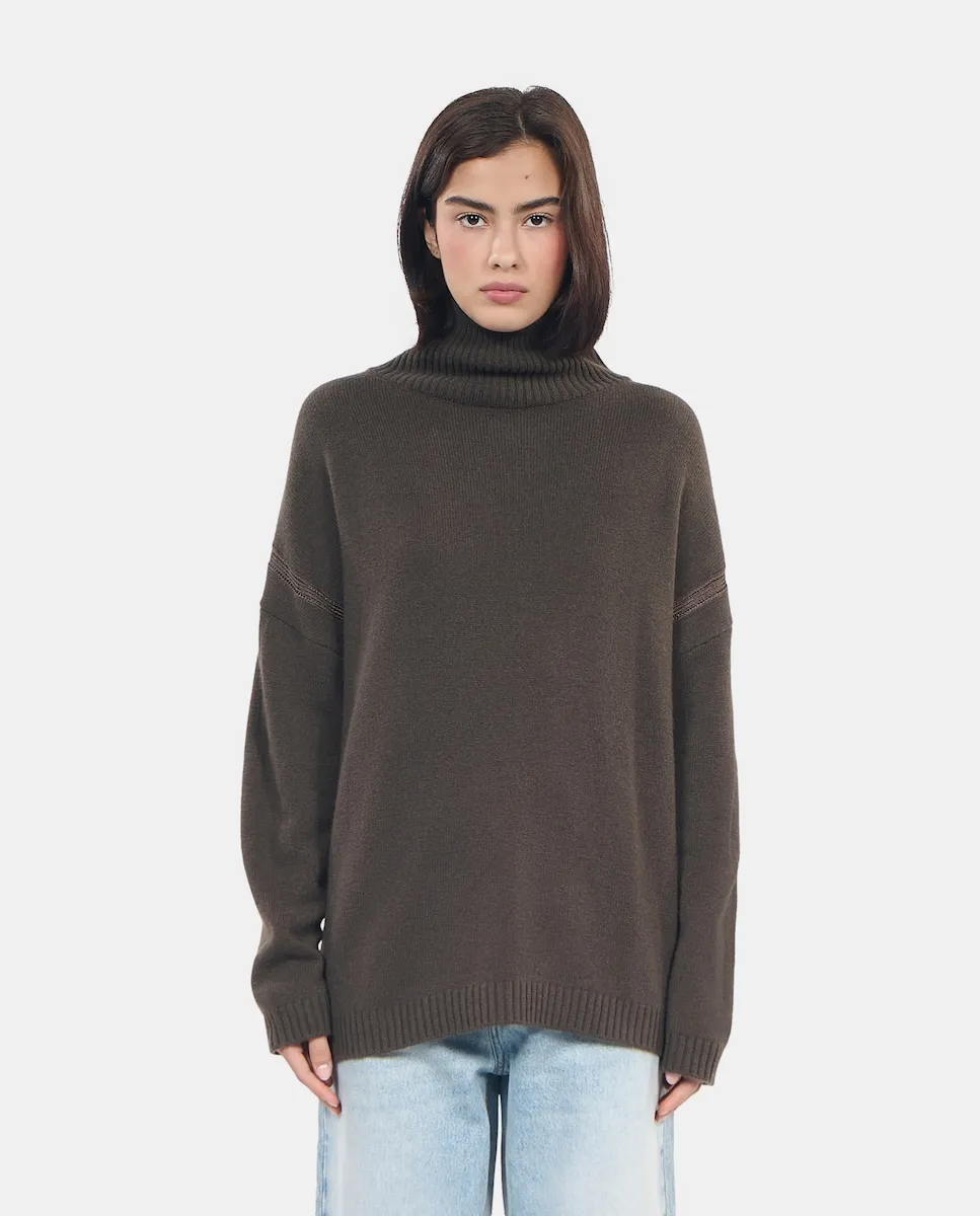 

Женский кашемировый джемпер с воротником-стойкой The Kooples, хаки