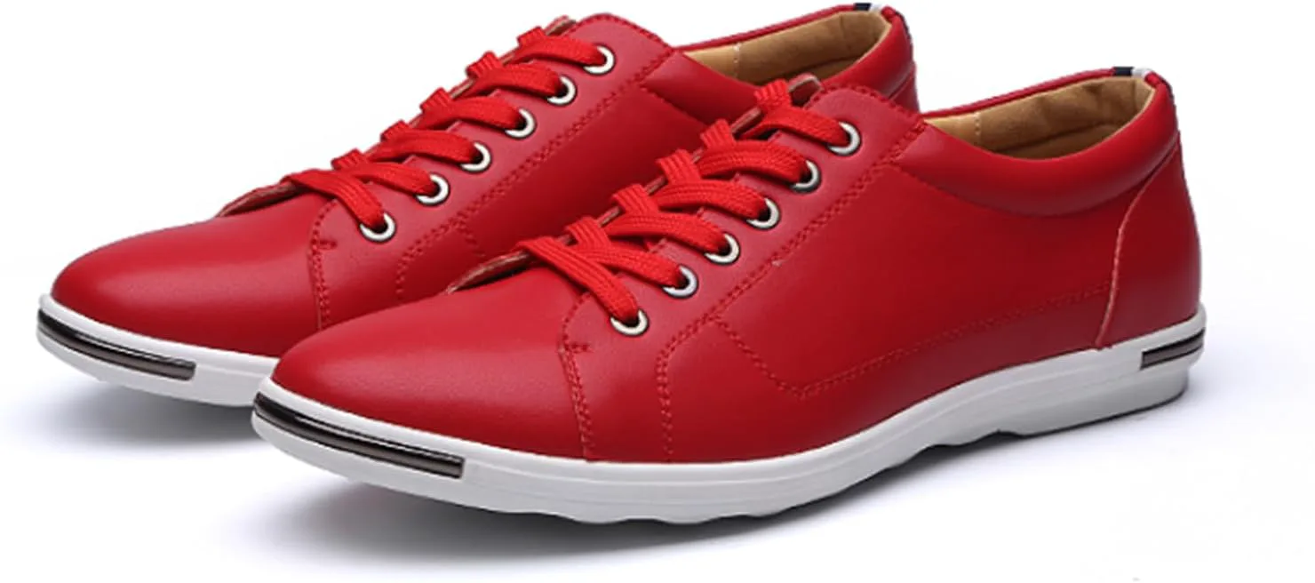 

Мужские оксфорды с низким верхом на шнуровке, удобные для ходьбы, повседневной носки и вождения, модные кроссовки на плоской подошве с круглым носком, деловые классические туфли NIGXWNS, красный