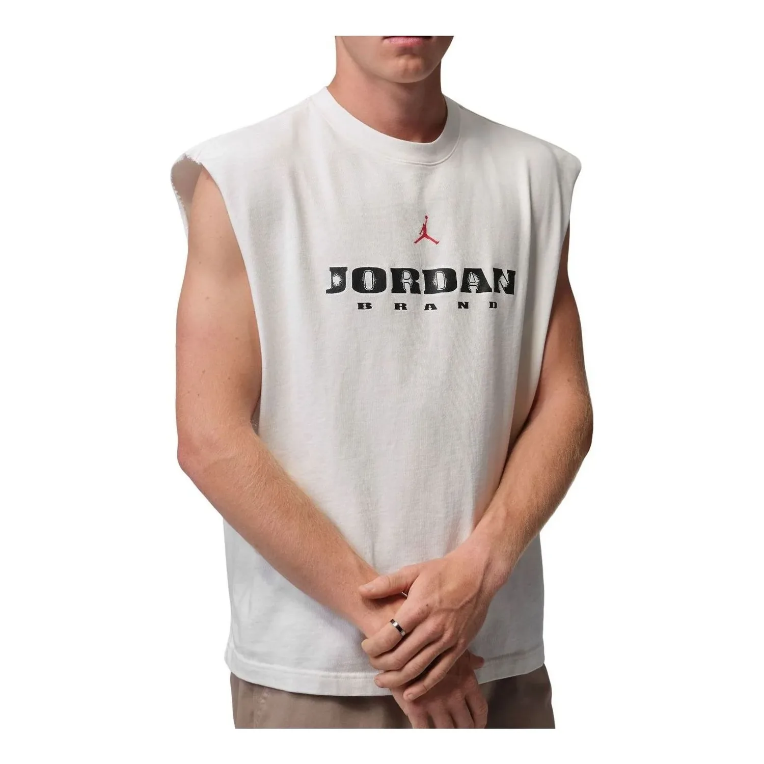 Футболка без рукавов Air Jordan Brooklyn Sleeveless Muscle T-Shirt 'Sail Gym Red', белый