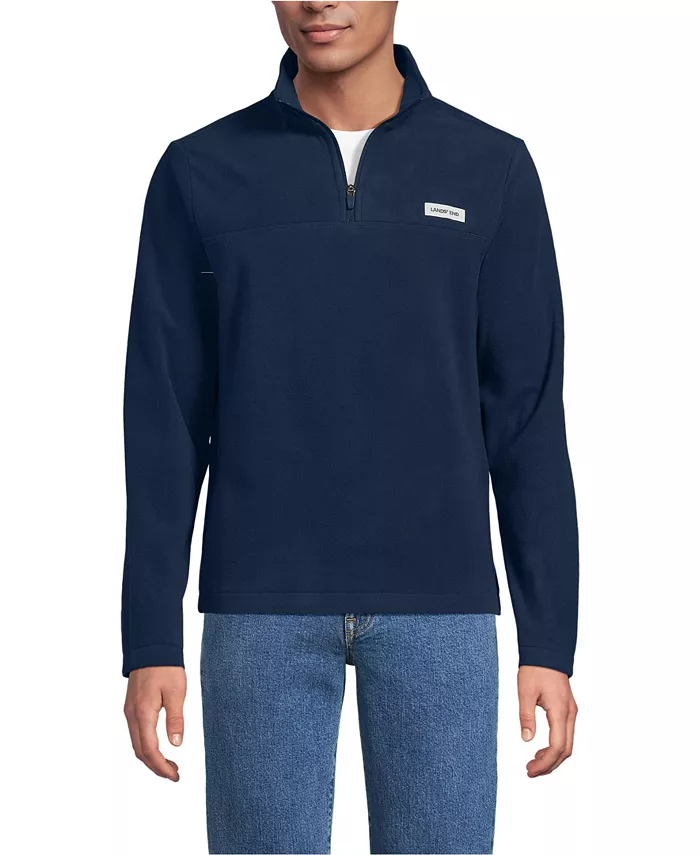 

Большая и высокая флисовая толстовка с молнией на четверть для любой погоды Lands' End, синий