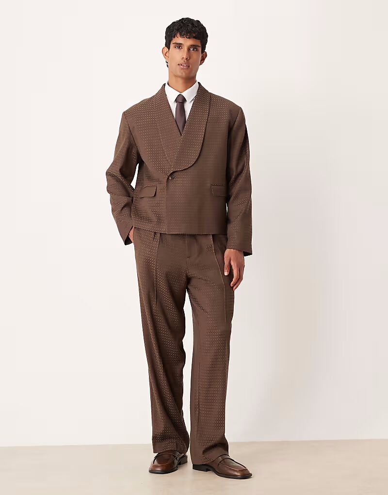 

Широкие брюки из коричневого жаккарда Asos Design