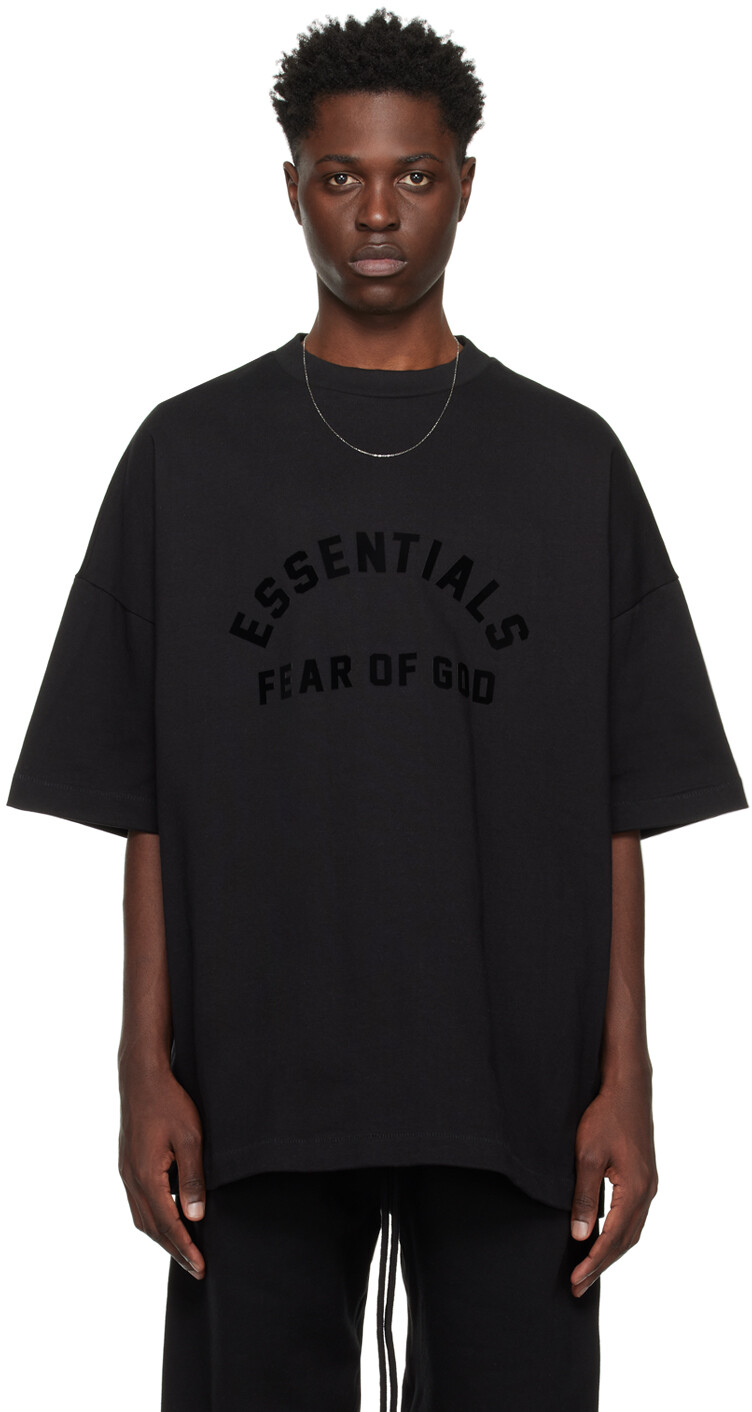 

Черная футболка с круглым вырезом Fear Of God Essentials, цвет Jet black