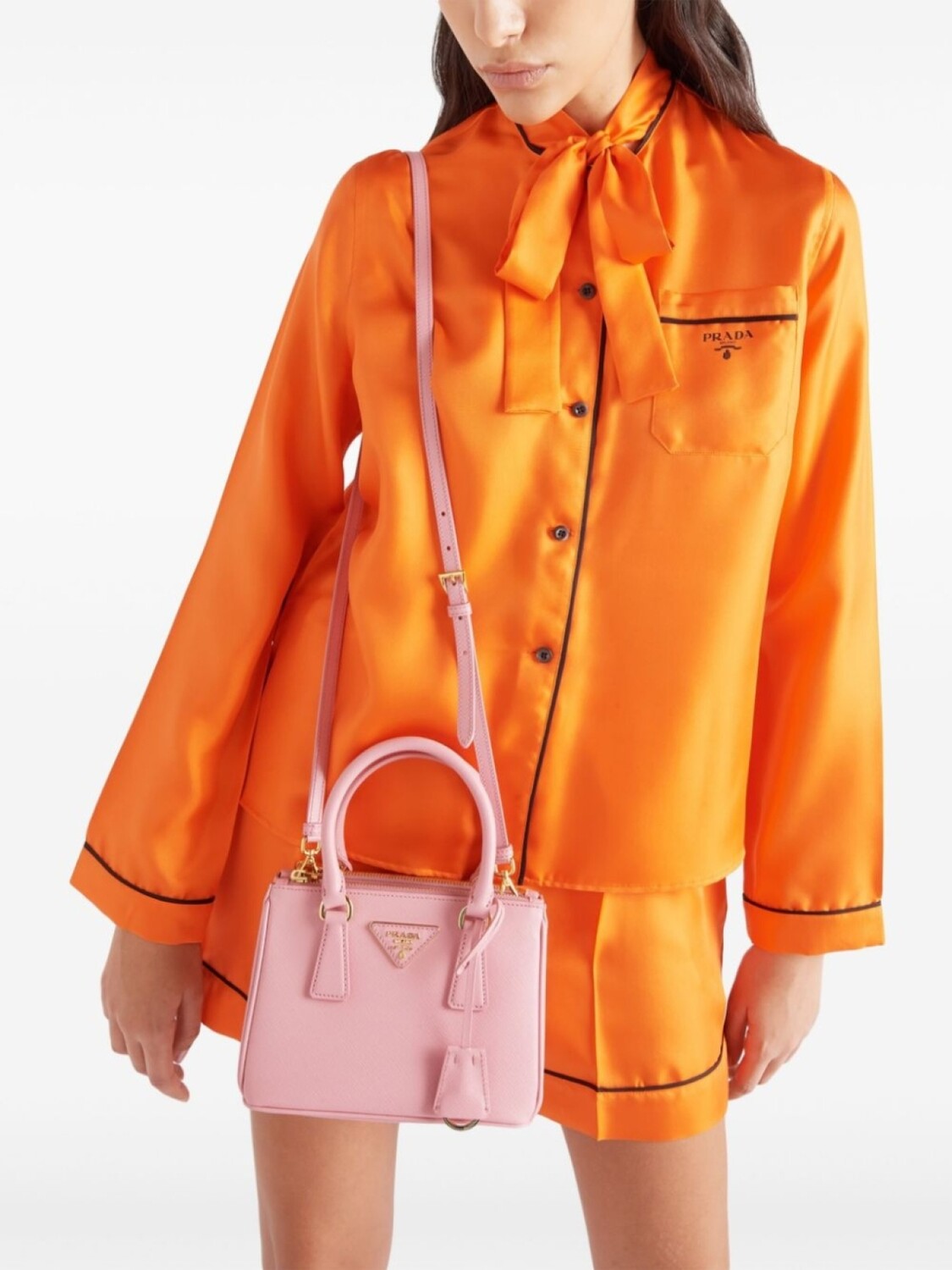 Мини-сумочка Prada Galleria из сафьяновой кожи, розовый — фото 3