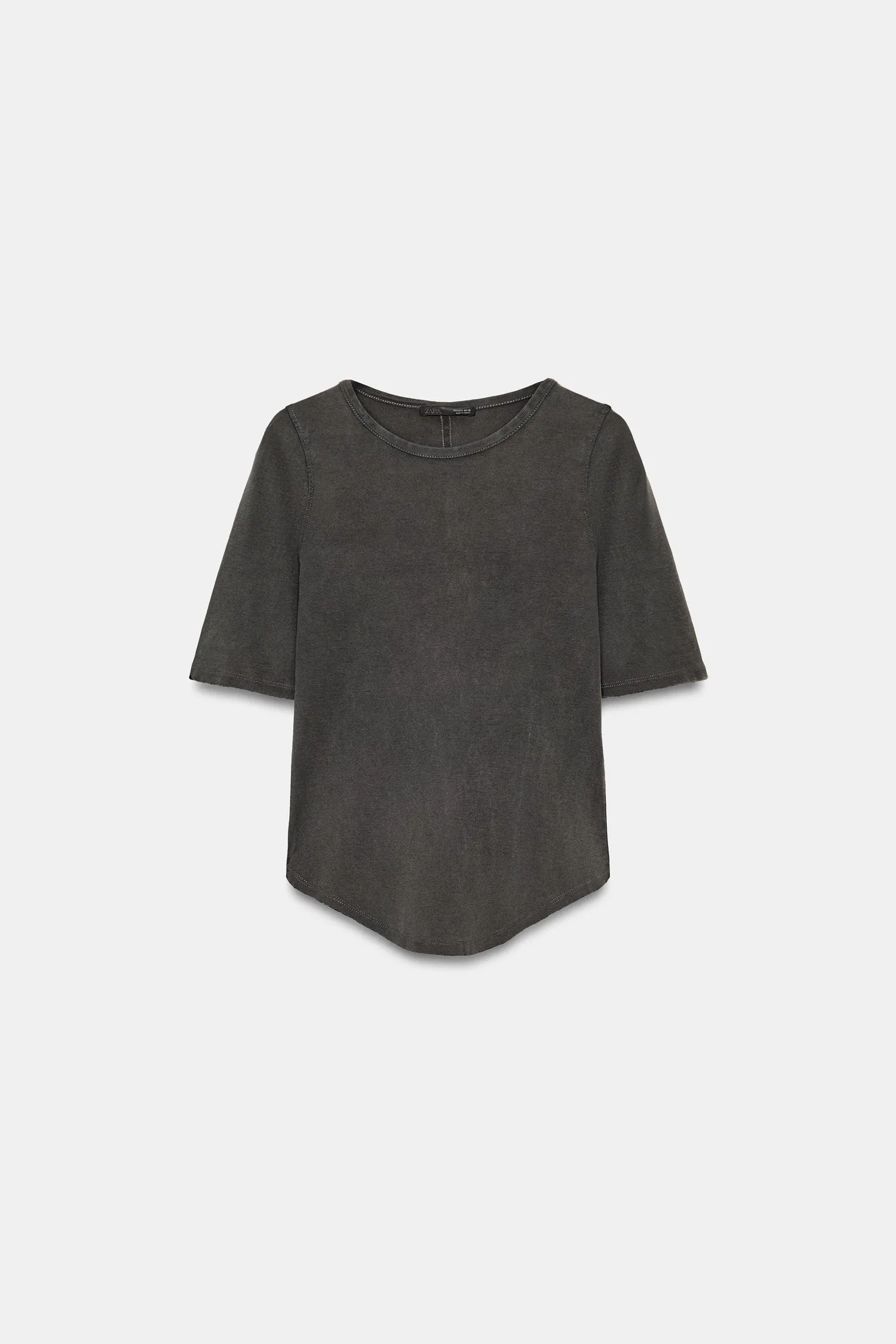 Футболка с эффектом выцветания Zara, угольный — фото 4