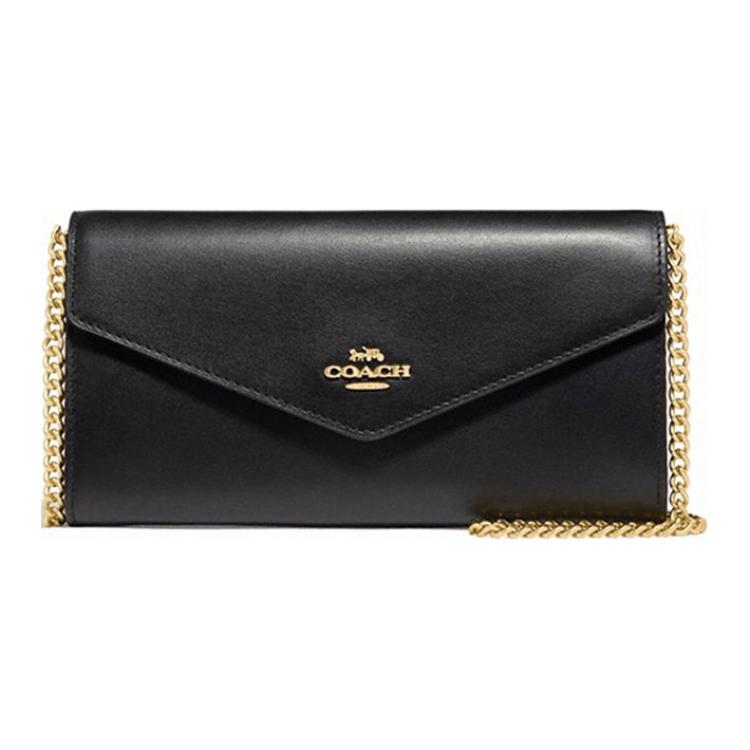 

COACH Сумка-конверт из коровьей кожи, сумка-кошелек, сумка через плечо, сумка через плечо, среднего размера, женская, черная