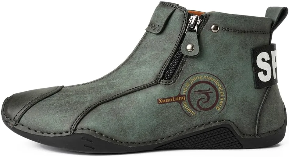 

Мужские кожаные модные кроссовки, ботинки челси на щиколотке, слипоны, легкие лоферы для прогулок и вождения Abborora, зеленый