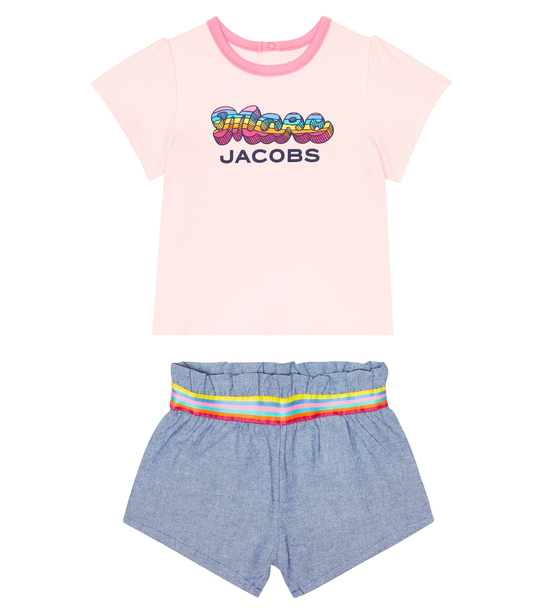 

Комплект из детской хлопковой футболки и шорт Marc Jacobs Kids, розовый