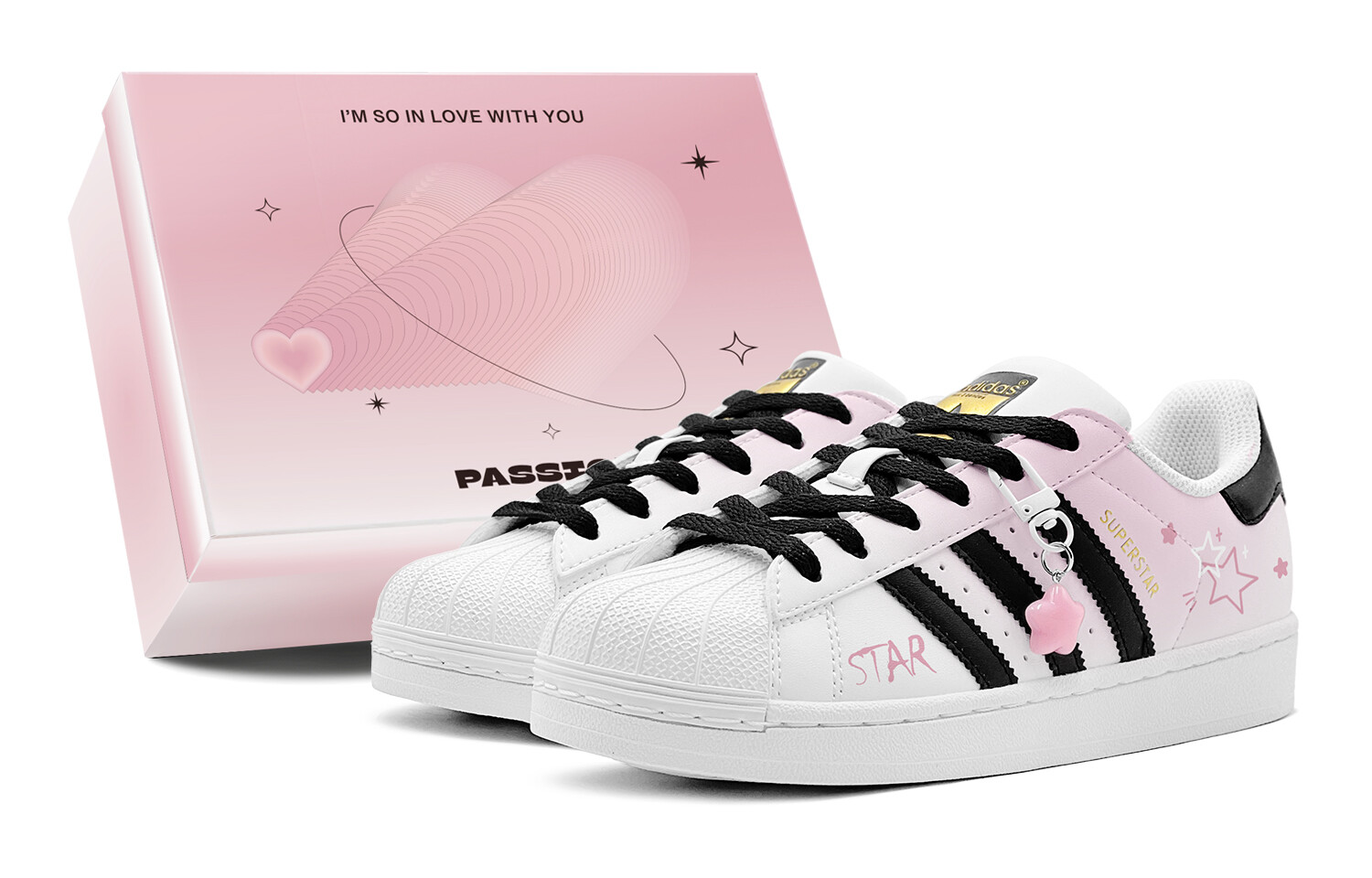 

Кроссовки adidas originals Superstar Skateboarding Shoes Unisex Low-top Black, розовый