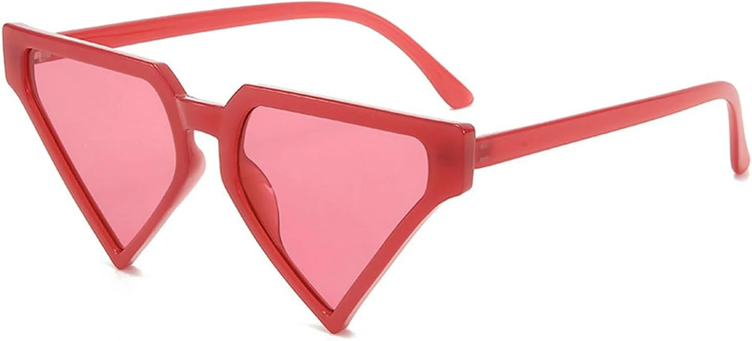 

Большие солнцезащитные очки в форме сердца в стиле панк для женщин, роскошные солнцезащитные очки в ярких конфетных цветах, праздничные очки для женщин mincl, Red