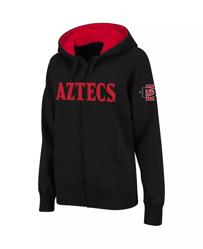 

Женская черная толстовка с капюшоном и молнией San Diego State Aztecs с арочным названием Colosseum