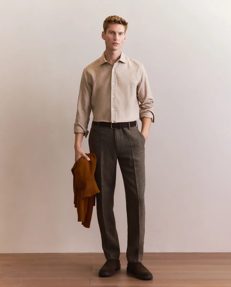 

Мужская спортивная рубашка из фланели с длинным рукавом Emidio Tucci, бежевый