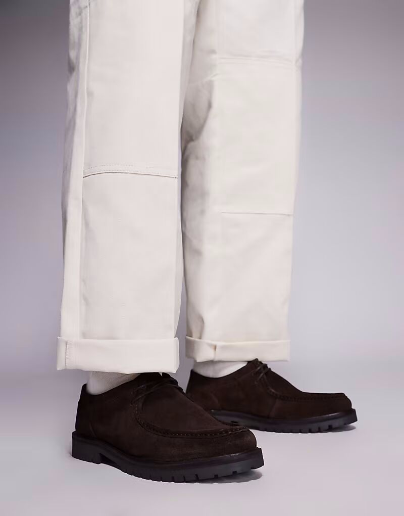 Массивные мокасины со шнуровкой Presley из коричневой замши Schuh — фото 4
