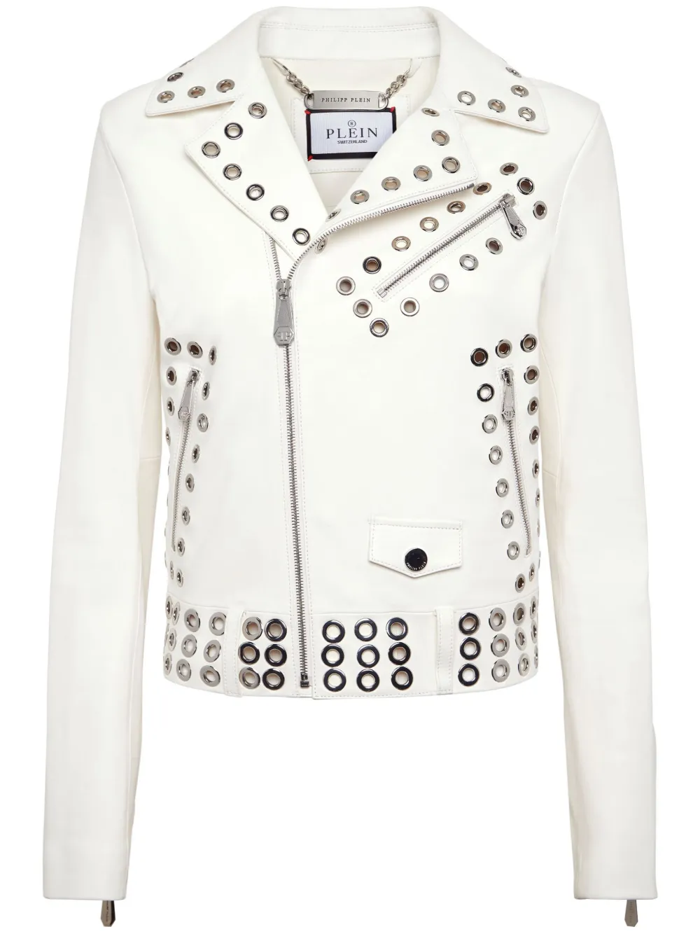 

Байкерская куртка с люверсами Philipp Plein, белый