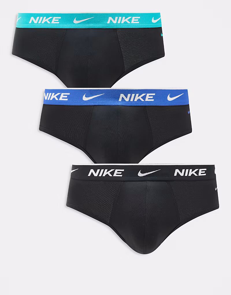 

Комплект из 3 пар эластичных трусов Nike Everyday Cotton с цветным поясом синего/черного/пастельно-голубого цвета