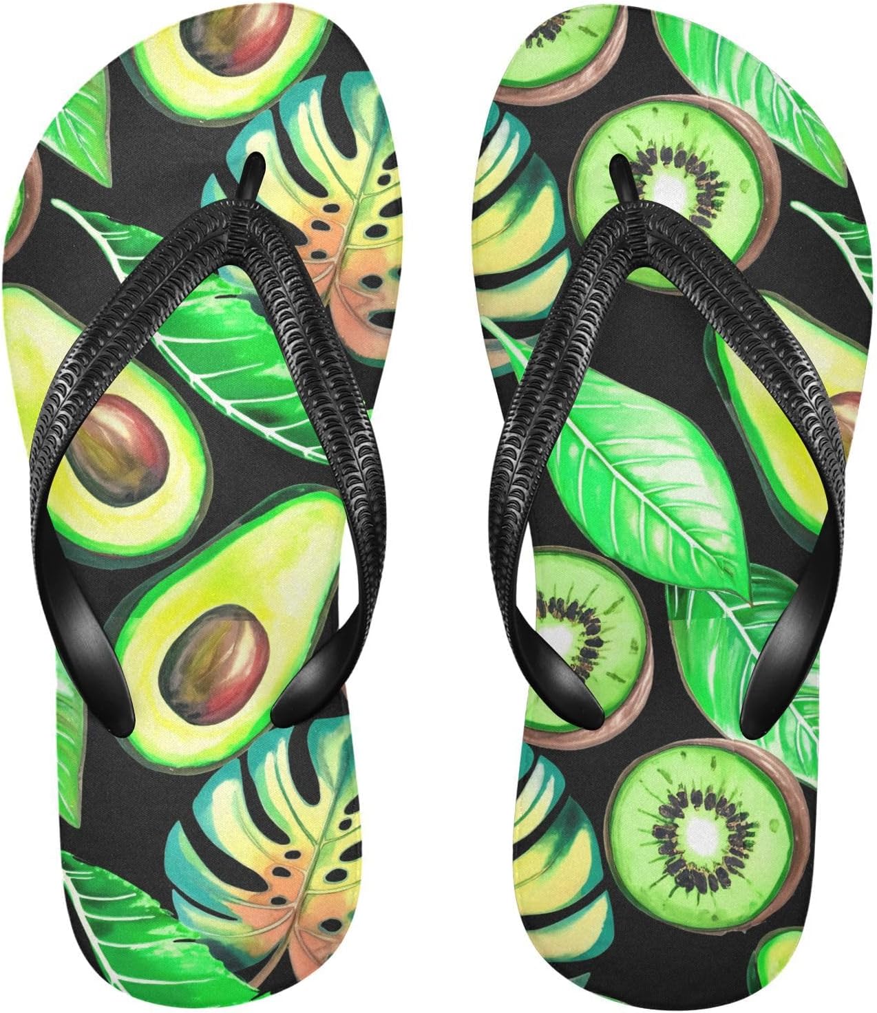 

Вьетнамки Kiwi Avocado черные, пляжные, с резиновой подошвой, нескользящие, летние тапочки для прогулок, для мужчин и женщин Sinestour