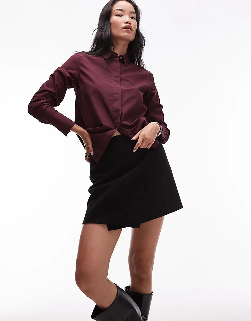 

Мини-юбка-халат ARKET из шерсти с ворсом, черного цвета