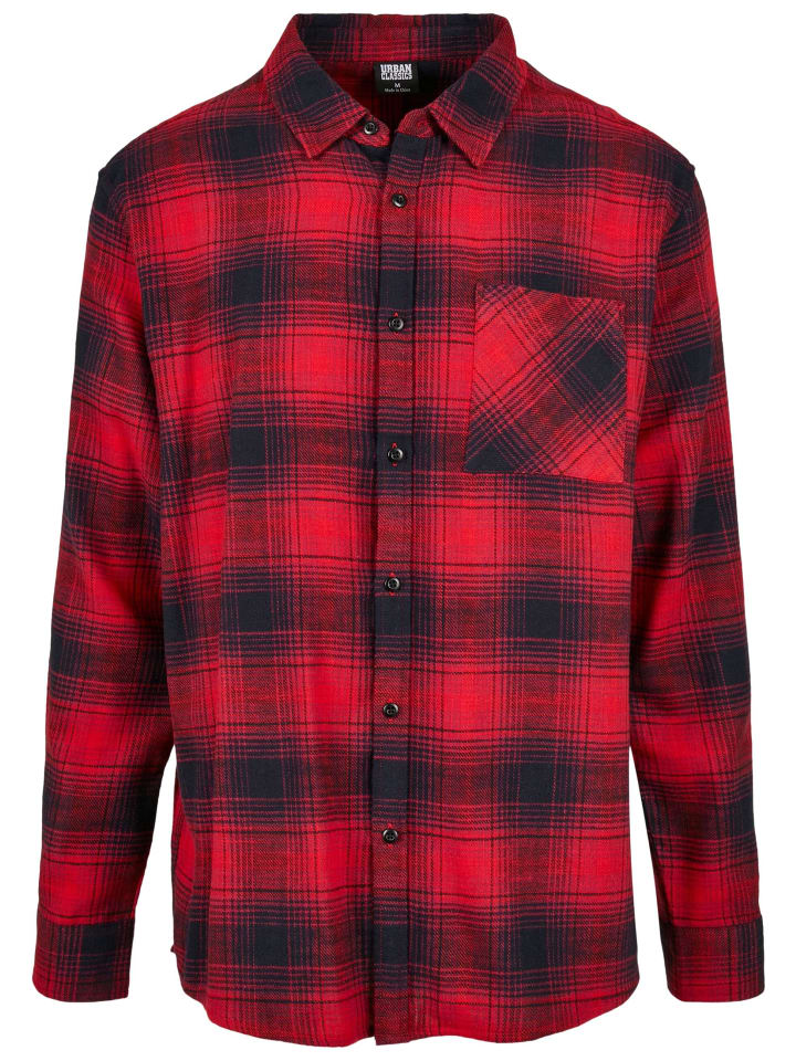 

Фланелевые рубашки Urban Classics в черно-красном цвете