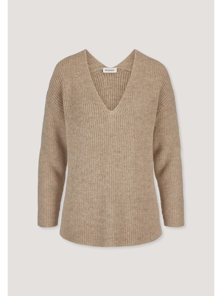 

Вязаный пуловер Hessnatur Relaxed из чистой альпаки миндально-коричневого цвета