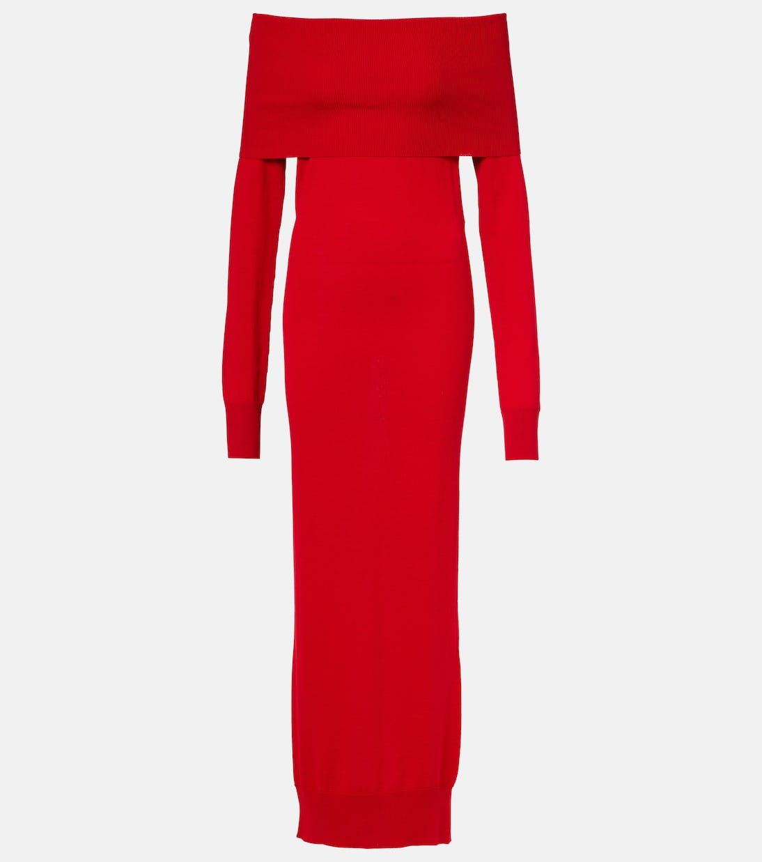 

Длинное платье из натуральной шерсти с открытыми плечами Stella McCartney, Lipstick Red