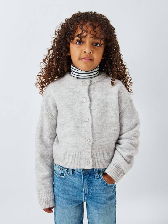 

Детский кардиган из губчатой пряжи с круглым вырезом John Lewis, Grey