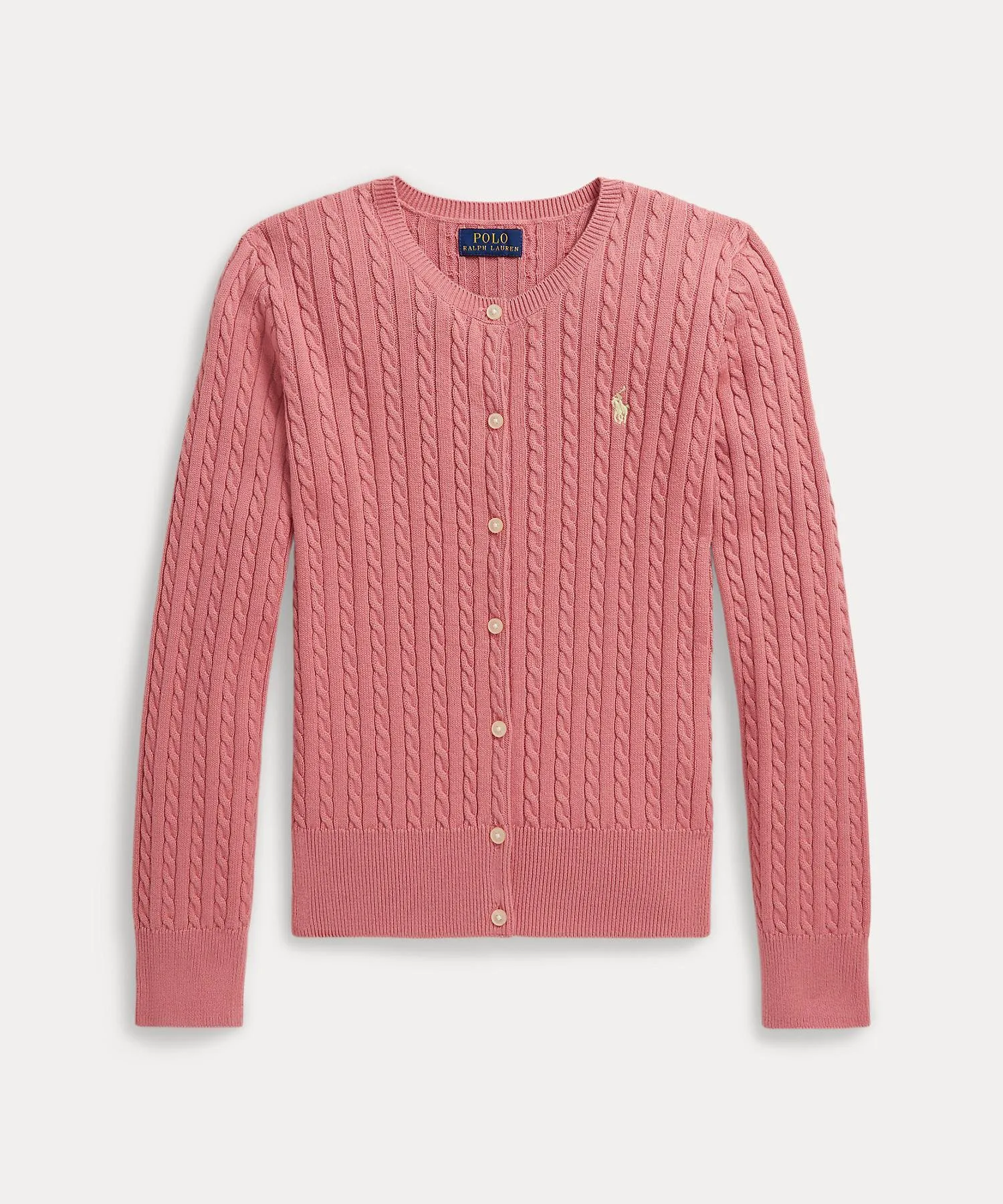 (Девочки 7-16 лет) Мини-кардиган из хлопка с косами Polo Ralph Lauren, 650 Pink