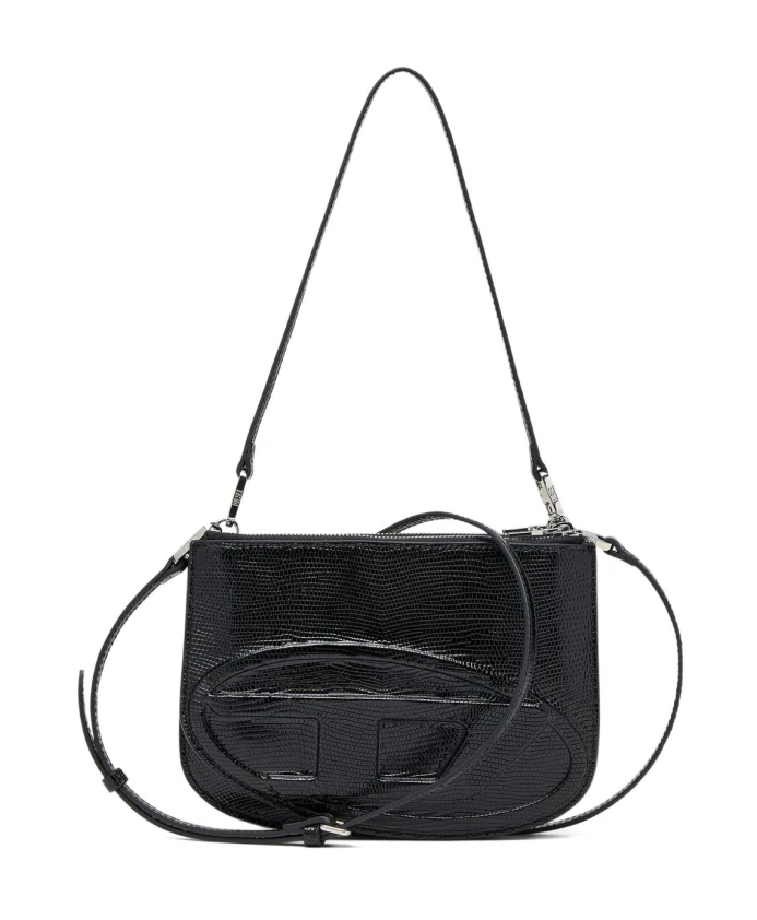 

Черная сумка из тисненой кожи, изогнутой формы. Diesel, черный