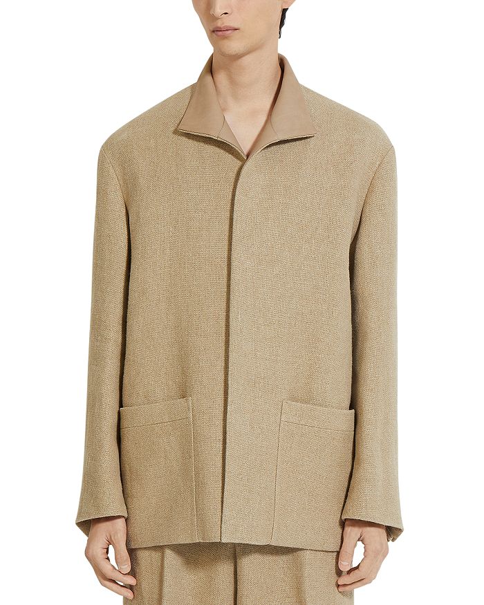 

Куртка Regular Fit Linen Chore из льна ZEGNA, коричневый/бежевый