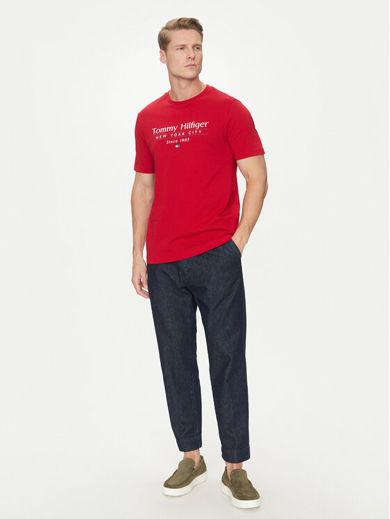Футболка обычного кроя Center Stack MW0MW38621 Tommy Hilfiger, красный — фото 2