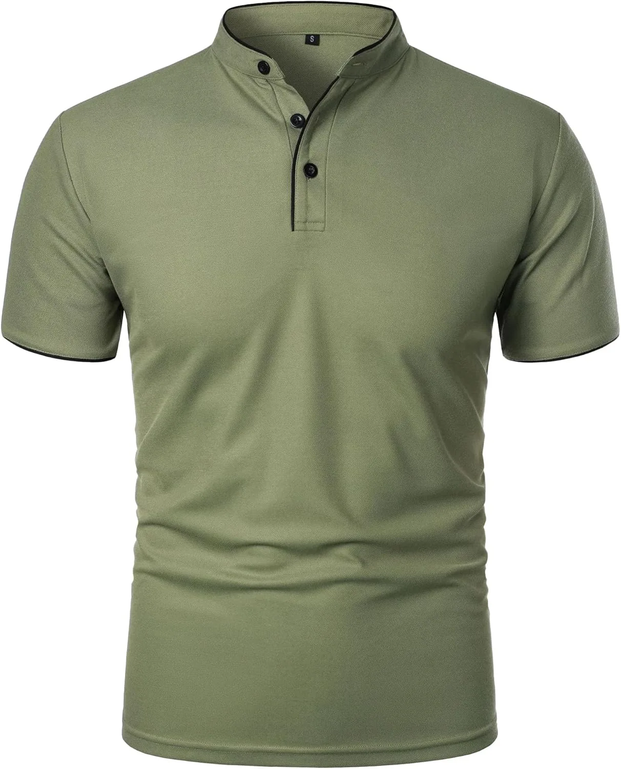 

Мужская поло с воротником стойкой, короткий рукав, Slim Fit, хлопок Aosufei