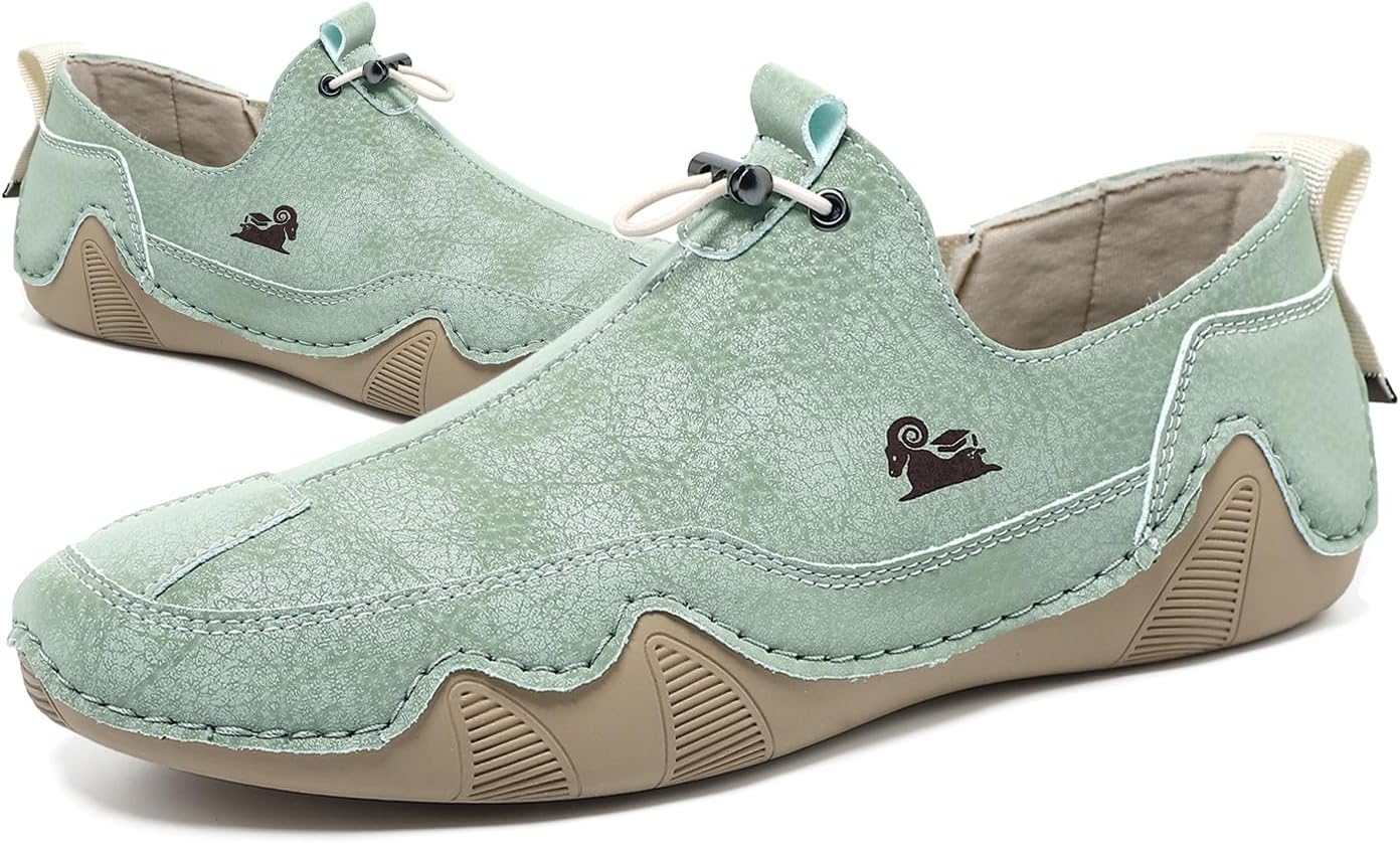 

Женские кожаные повседневные туфли слипоны для мужчин и женщин, водонепроницаемые низкие прогулочные обувь, удобные мягкие балетки, лоферы, парная обувь Aivyfaja, зеленый