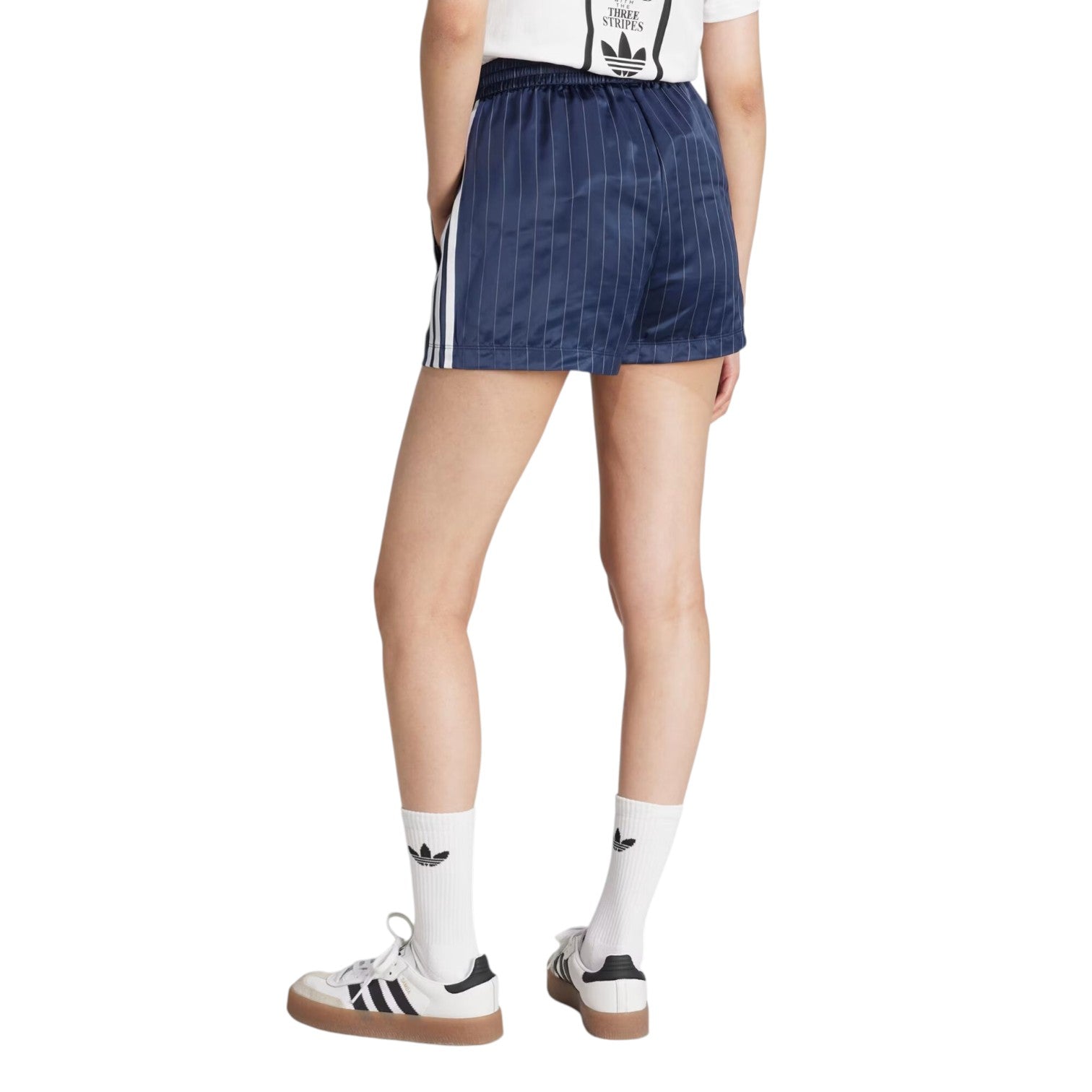 Шорты (WMNS) adidas Pinstripe Satin Shorts 'Night Indigo' — фото 3