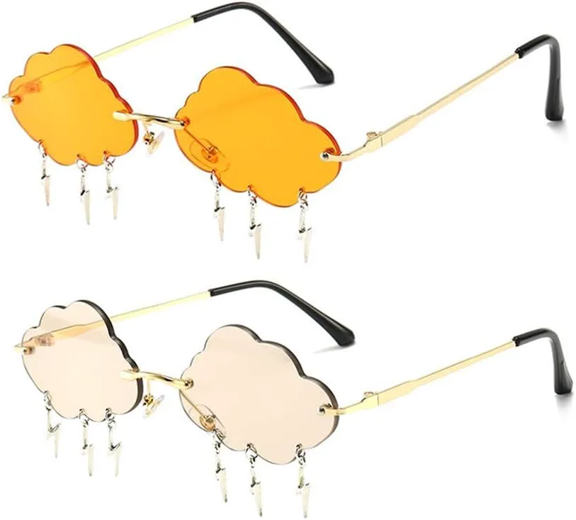 

Солнцезащитные очки ENTHYI Cloud lightning для женщин/мужчин, без оправы, модель Wave, очки для вечеринок, солнцезащитные очки без оправы, Champagne/Yellow