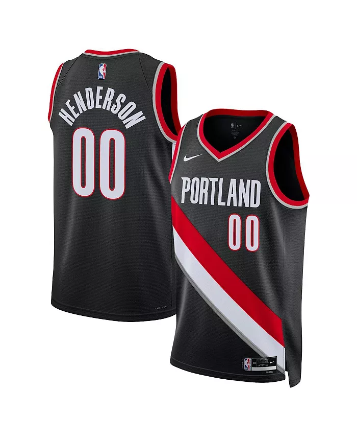Мужская и женская баскетбольная майка Scoot Henderson Portland Trail Blazers черная, драфт НБА 2023, свингман - Icon Edition Nike — фото 2