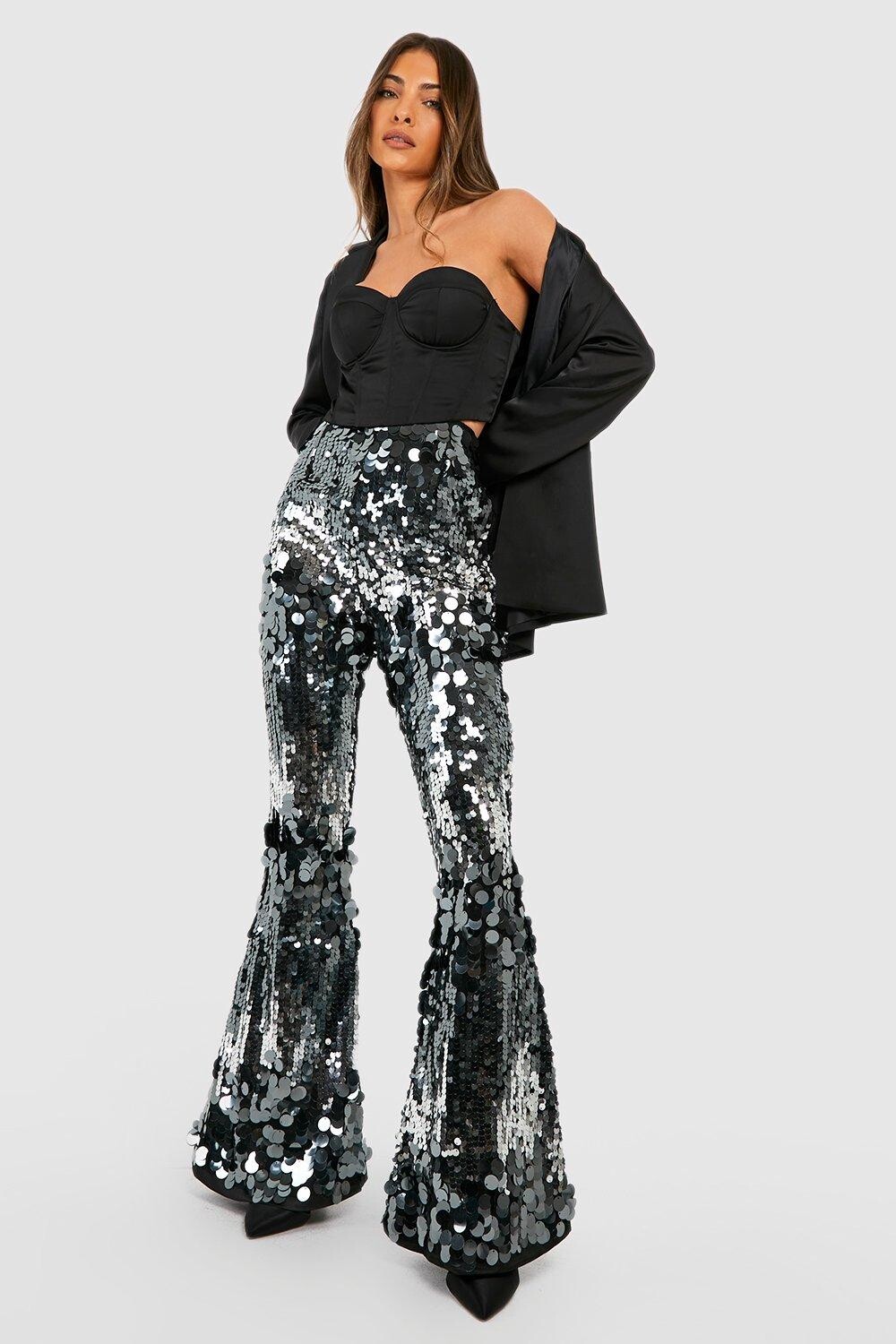 

Фестивальные расклешенные блестки в форме диска boohoo, серебро