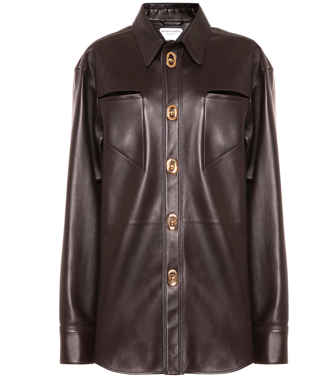 

Кожаная рубашка Bottega Veneta, коричневый
