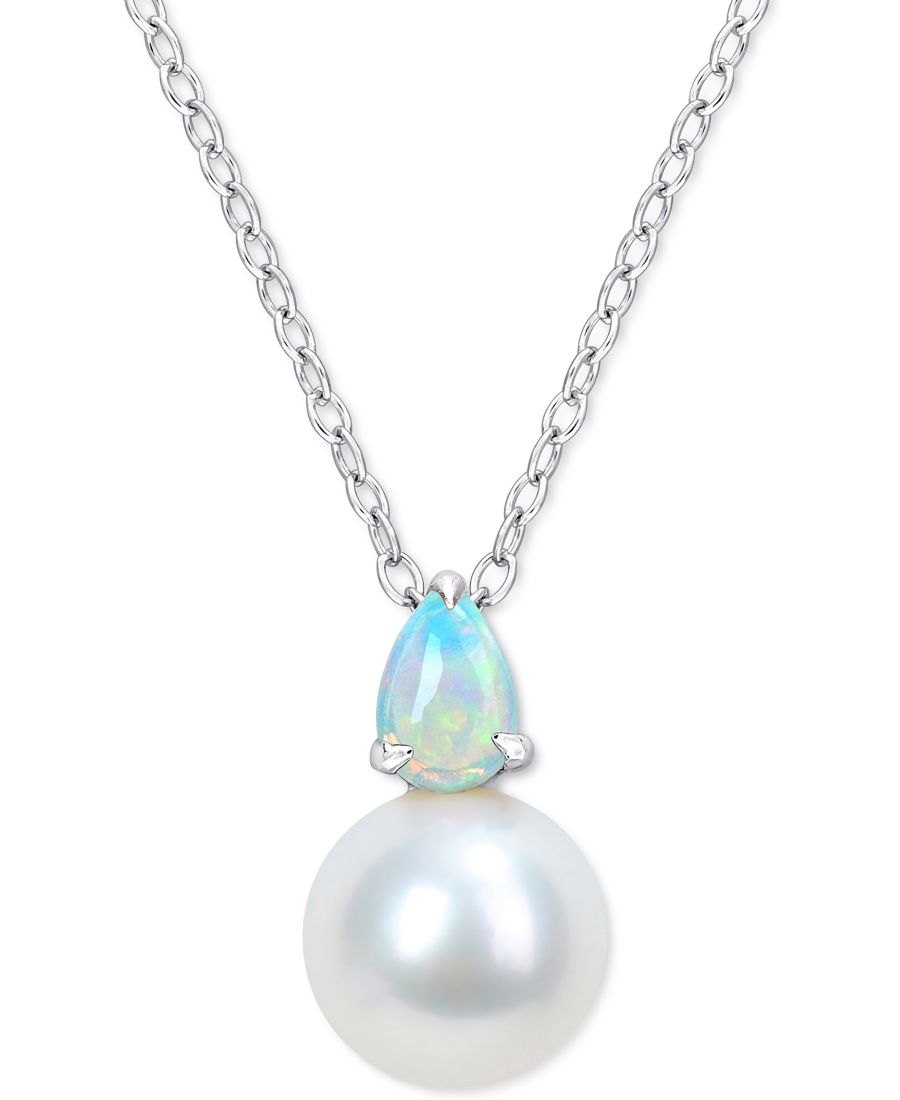 

Кулон-подвеска из культивированного пресноводного жемчуга (8,5 мм), камень рождения, длиной 45 см, стерлингового серебра с покрытием из 18-каратного розового золота или стерлингового серебра Macy's, October/Blue Opal