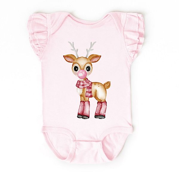 

Боди с рукавами-крылышками Watercolor reindeer bubblegum The Juniper Shop, Ballerina