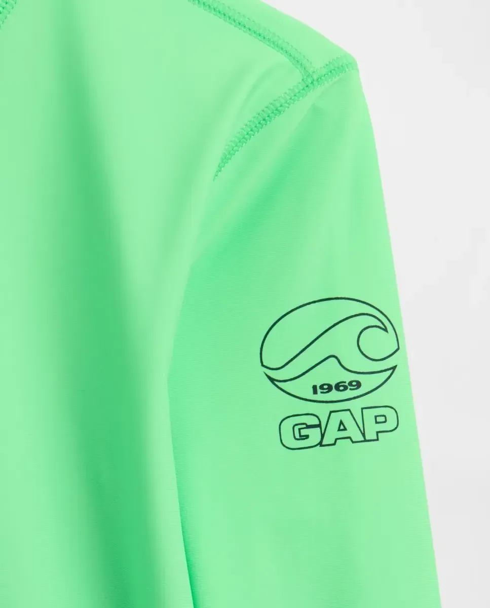 Футболка с защитой от солнца с логотипом для детей Gap, зеленый — фото 3