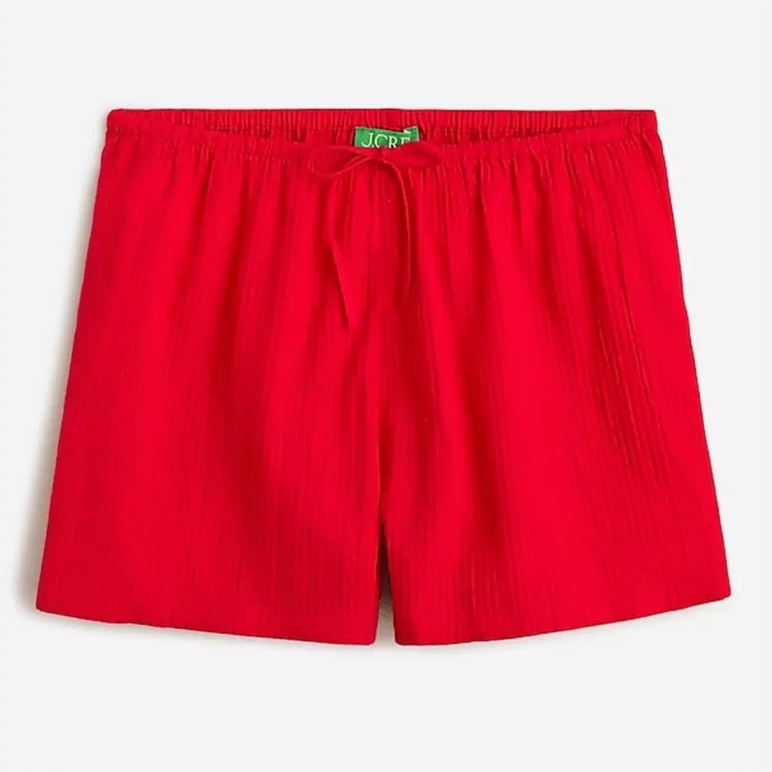 

Женские воздушные газовые пляжные шорты красного цвета J.Crew